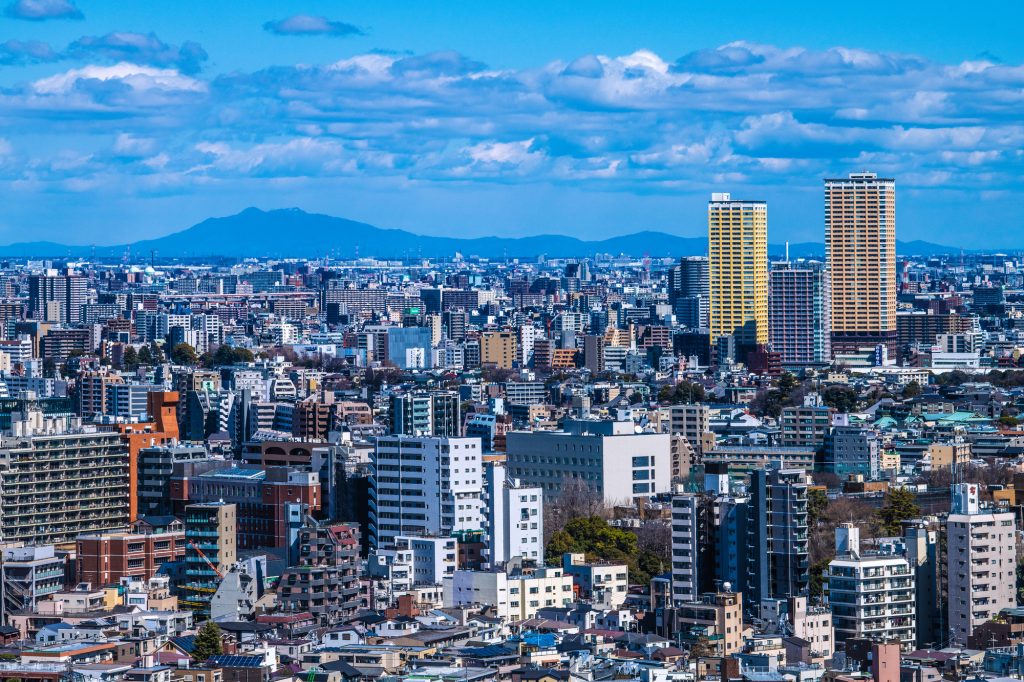 日暮里駅を含む東京都市景観